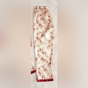 Silk Floral & Red Pajama Pants
